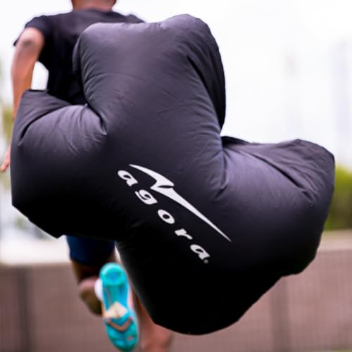 AGORA Sports Training Resistance Parachute for Football, Soccer, and Fitness Exercise Workout - 48" Diameter Parachute Adds 15-30 lbs of Resistance - Black