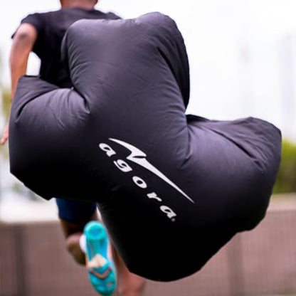 AGORA Sports Training Resistance Parachute for Football, Soccer, and Fitness Exercise Workout - 48" Diameter Parachute Adds 15-30 lbs of Resistance - Black
