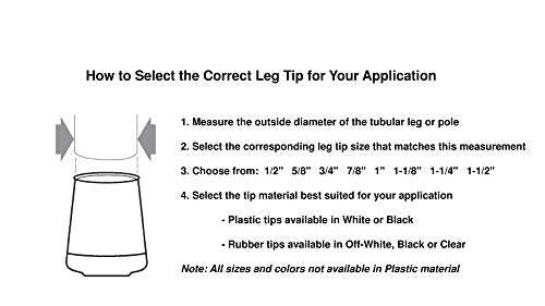 Shepherd Hardware 7/8-Inch Inside Diameter Rubber Leg Tips, 4-Pack, Black