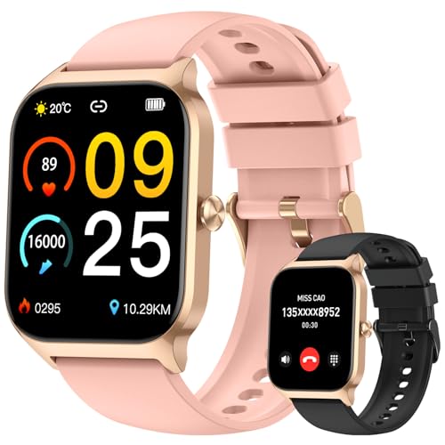 Smart Watch for Women Fitness Tracker: Bluetooth Waterproof Make Answer Call Digital Mens Watches Run Smartwatch Android Phone iPhone Samsung Compatible Pedometer Sleep Heart Rate Monitor