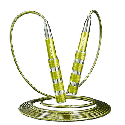 Retractable Jump Rope - No Tool Adjustable, Fits in Pocket, Tangle-Free Steel Cable for Travel & Gym - color: Yellow