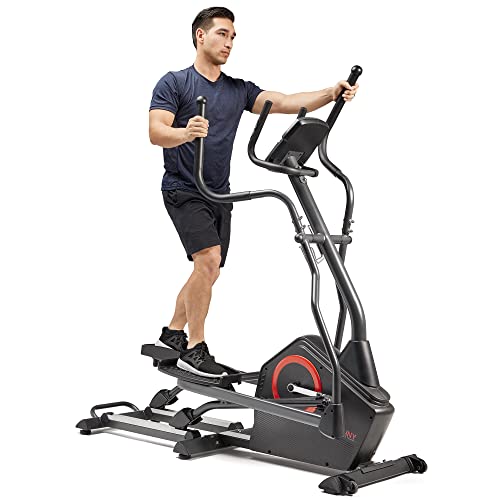Sunny Health & Fitness Smart Upright Elliptical Machine with Pulse Sensor - size: 18" Stride