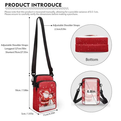 Hawaiian Tribal Small Crossbody Bags for Women Cell Phone Bag Purse, Sea Turtle Zipper Sling Purses Shoulder Bag - color: Music Snowman Santa Claus