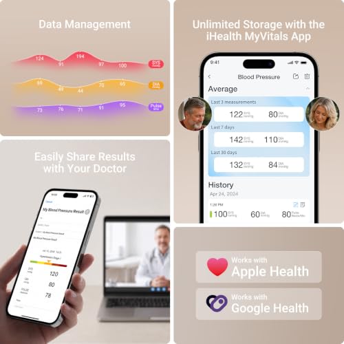 iHealth Accu Bluetooth Upper Arm Blood Pressure Monitor for Home Use - color: White