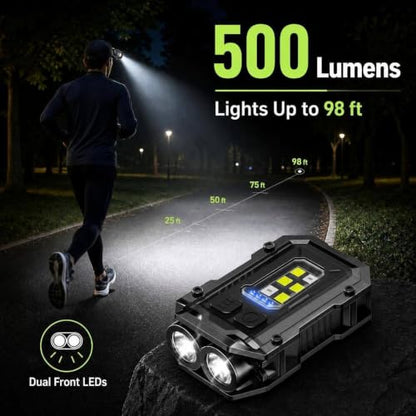 500LM LED Running Light, 2PCS Mini Magnetic Work Light with Arm Band