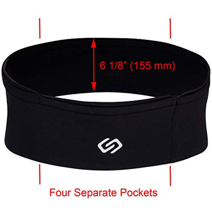 Sporteer VersaMax Running Belt, Anti-Theft Travel Money Band, Black, M - color: Black, size: Medium