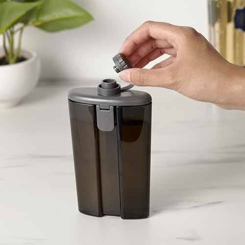 Host Easy-Fill Hip Liquor Flask for Alcohol with Hinged Refill Lid and Hinged Lid, Dishwasher Safe BPA-Free Plastic, Grey, 6 Oz, Set of 1