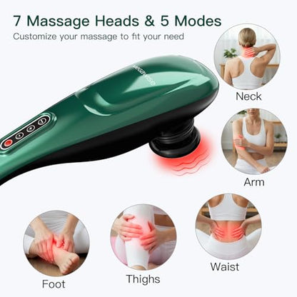 MEGAWISE Handheld Deep Tissue Neck Back Electric Massager for Shoulder, Waist, Leg, 3700 RPM Powerful Motor (Green) - color: Green