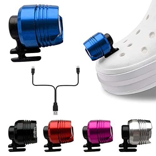 Rechargeable Lights for Crocs, 2 Pack LED Lights for Croc, Waterproof Aluminum Alloy Accessories for Crocs, Headlights for Crocs for Boys, Girls, Men, Women, Adults, Kids (Blue) - color: Blue