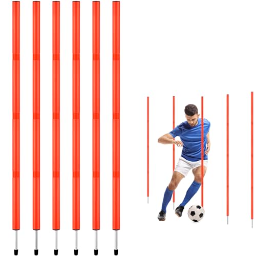 TOBWOLF 6PCS 6FT Adjustable Soccer Agility Training Poles - color: Orange (Vertical Poles)