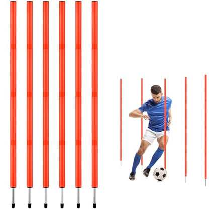 TOBWOLF 6PCS 6FT Adjustable Soccer Agility Training Poles - color: Orange (Vertical Poles)