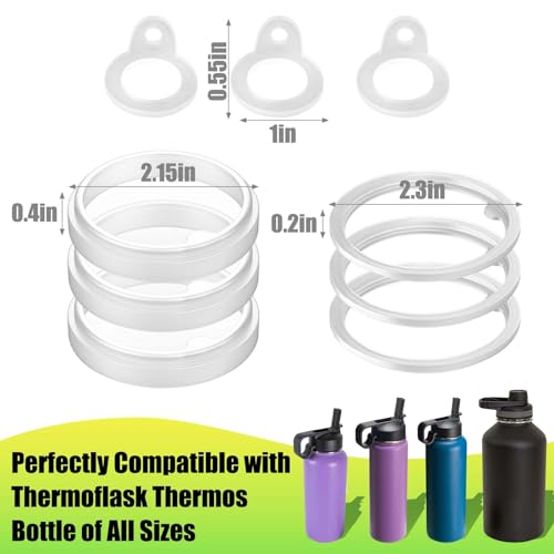 Vodolo Silicone Gasket Replacement for Thermoflask 24oz/32oz/40oz/64oz, Each with Pick for Water Bottle Straw Lid, Chug Lid & Chug Spout - color: 9PCS