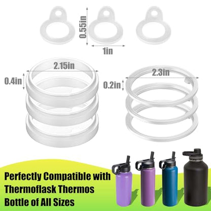 Vodolo Silicone Gasket Replacement for Thermoflask 24oz/32oz/40oz/64oz, Each with Pick for Water Bottle Straw Lid, Chug Lid & Chug Spout - color: 9PCS