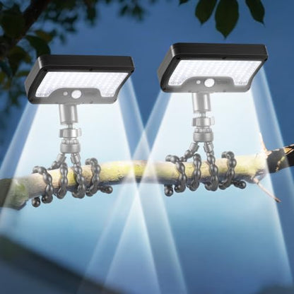 Solar Motion Lights Outdoor with Flexible Octopus Tripod (2 Pack, 6000K) - color: Black-Tripod, size: 2 Pack