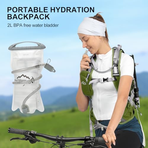 IX INOXTO 20L Hydration Backpack, Waterproof Hiking Internal Frame Backpacks with 2L Hydration Water Bladder and Rain Cover for Men, Lightweight Travel Daypack for Cycling,Camping,Ski (dark green) - color: Dark Green