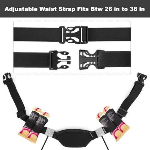 Cosmos Race Number Belt Elastic Waist Number Belt Holding Race Number Bibs for Marathon Triathlon Running, with Mini Pouch and 4 Energy Gel Holding Loops for Small Accessories, Fits 26-35 Waist Size