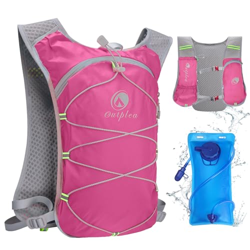 Ouplea Small Running Hydration Backpack Hydro Vest with 2L Water Bladder - color: Pink