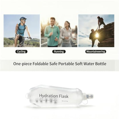 Collapsible TPU Soft Water Flask, BPA Free Lightweight Reusable Portable Water Bottle, Foldable Hydration Flask for Running Hiking Cycling Marathon Outdoor Activities (transparent) - color: transparent