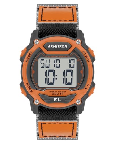 Armitron Sport Unisex Digital Chronograph Nylon Strap Watch, 45-7004 - color: Black/Orange