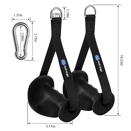 HXD-ERGO Ergonomic Exercise Handles for Cable Machine Attachments - color: Detachable Carabiner