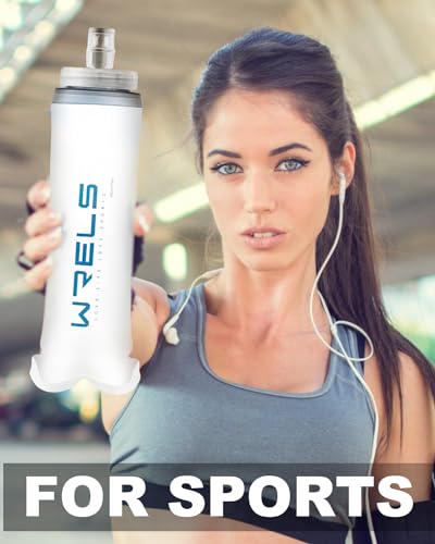 WRELS Collapsible Soft Flask Water Bottle for Outdoors,Folding Collapsible Running Flask for Cycling Marathon Trail Race - color: 500ml/16.9oz-2 Pack-Blue