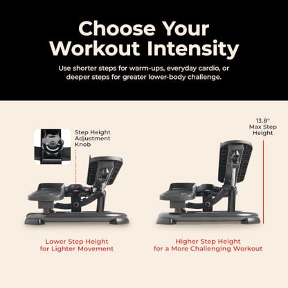 Sunny Health & Fitness Smart Power Stepper with Resistance Bands for Cardio - color: 1. Black