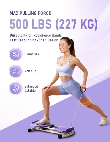 Waist Twister Machine with Smart Digital Counter and Resistance Bands 300 Lbs Capacity, Noiseless Ab Twister Board for Home Exercise, Fitness Equipment Ideal for Women to Burn Belly Fat and Tone Body - color: Purple