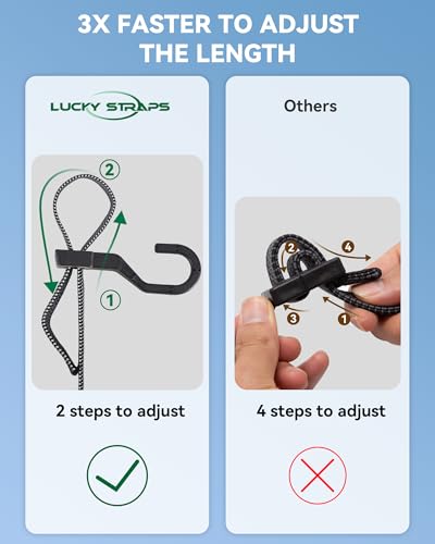 24" Flat Adjustable Bungee Cords with Hooks, 3X Faster to Adjust the Length - size: 24 Inch, style: Adjustable