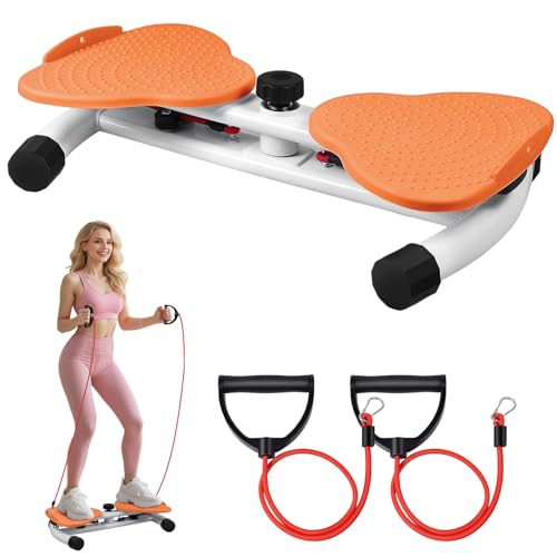 Waist Twister Machine, Ab Twister Board with Resistance Bands - 300 lbs Capacity Home Exercise Equipment for Belly Fat, Core Workout - Noiseless & Anti-Slip for Women/Men - color: Orange