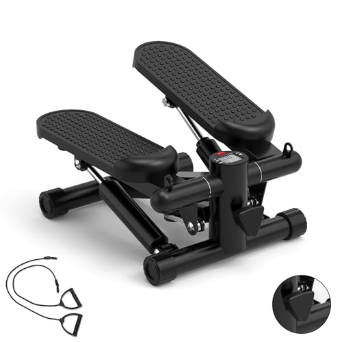 Stair Stepper for Exercise, Mini Steppers with Resistance Band, Hydraulic Fitness Stepper Exercise Home Workout Equipment for Full Body Workout, 330lbs Weight Capacity