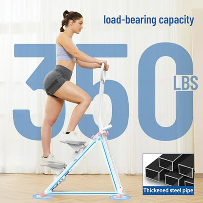 HXD-ERGO Stair Stepper for Home with Adjustable Resistance for Full Body - color: White & Pink