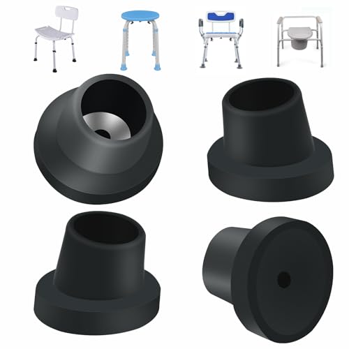 4 Pcs Replacement Feet for Bath Chair Leg Caps Heavy Duty Slope Rubber Feet Pad for Bath Seat Shower Stools (Black, 1-1/8") - color: Black