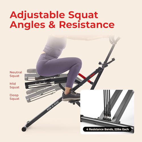 Sunny Health & Fitness Smart Heavy-Duty Row-N-Ride, Full-Body Squat Assist