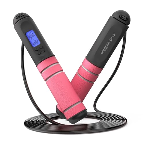 multifun Digital Jump Rope with Smart Counter & Timer - Adjustable Speed Skipping Rope for Fitness, Weight Loss, Boxing, MMA - Tangle-Free Ball Bearings & Anti-Slip Handles for Men, Women, Kids.(2026 New Evolution for 3second Rope Swap) - color: Pink