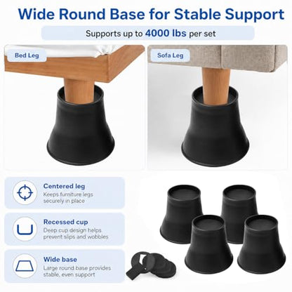 BTSD-home Bed Risers 6 Inch, 4 Pack - color: 6 Inch, size: 4 Pack