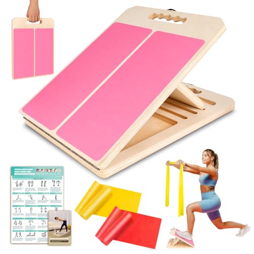 Calf Stretch Slant Board with Resistance Band, 300lb Portable Incline Board