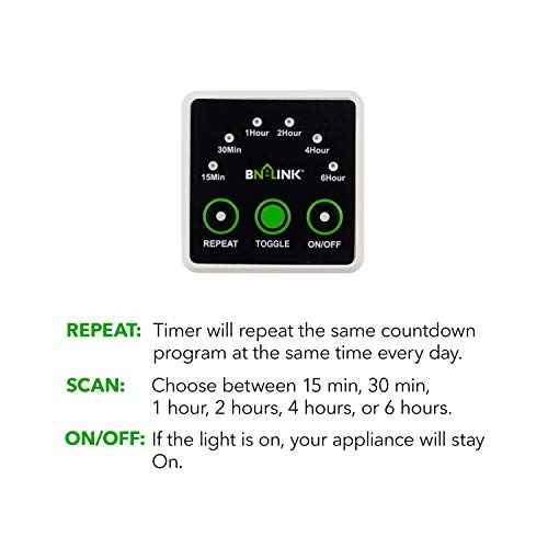 BN-LINK Smart Digital Countdown Timer, Repeat Cycle Timer Outlet, 3-Prong - style: Repeat Countdown Timer