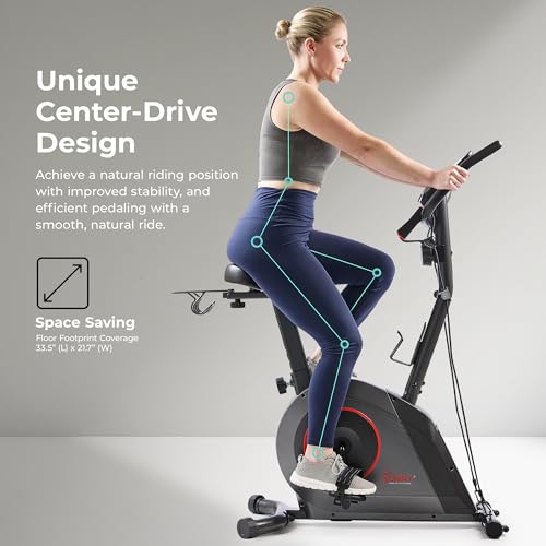 Sunny Health & Fitness Smart Magnetic Upright Exercise Bike for Home Cardio - color: Black