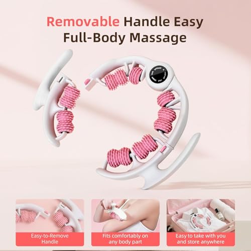 Cellulite Massage Roller for Legs, Anti Cellulite Massage Tool with Detachable Handle, Cellulite Remover for Legs, Lymphatic Drainage & Deep Tissue Pain Relief (Pink) - color: Pink