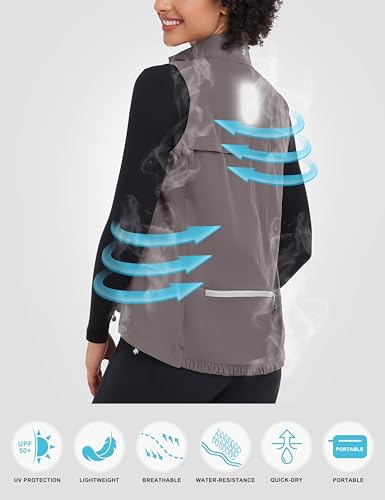 Little Donkey Andy Women's Lightweight Quick Dry Vest Windproof Summer Vest - color: Grey, size: X-Small