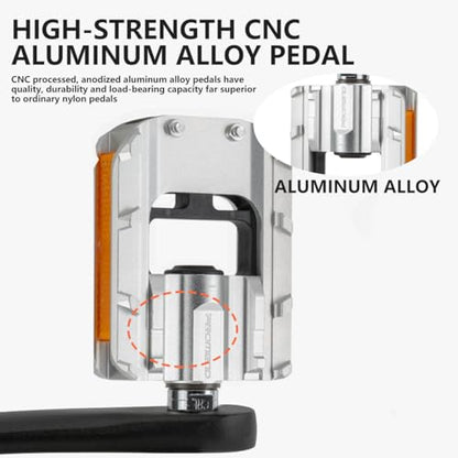Folding Bike Pedals, All Aluminum Alloy Non-Slip Bike Pedals - color: Silver