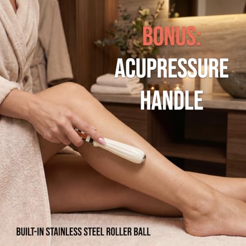 Lymphatic Drainage Massage Tool & Body Massage Paddle with Stainless Steel Acupressure Roller Ball, Gua Sha Body Scraping Tool for Muscle Recovery & Fascia Release