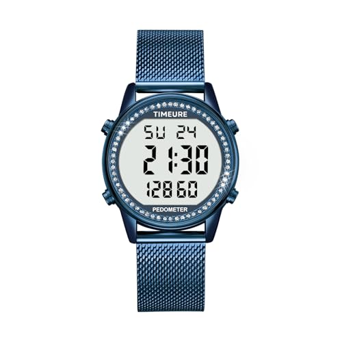 TIMEURE Pedometer Watch for Women, Step Counter Watch, No App or Charging - color: Blue