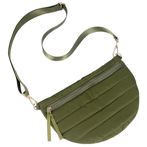 Quilted Crossbody Bags for Women Puffer Fanny Pack Sling Bag Puffy Chest Belt Bum Waist Bag Crossbody Purse Bags Quilted Shoulder Bag for Women Gift - color: ARMY