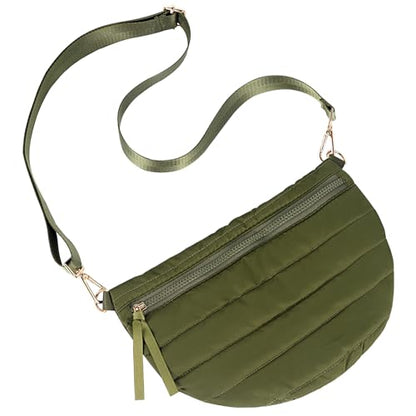 Quilted Crossbody Bags for Women Puffer Fanny Pack Sling Bag Puffy Chest Belt Bum Waist Bag Crossbody Purse Bags Quilted Shoulder Bag for Women Gift - color: ARMY