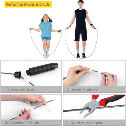 Adjustable Speed Jump Rope, Tangle-Free Skipping Rope with Ball Bearings & Comfortable EVA Handles for Fitness, Workout, Weight Loss