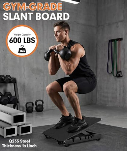 Steel Slant Board for Calf Stretching, Commercial Incline Board - color: Black