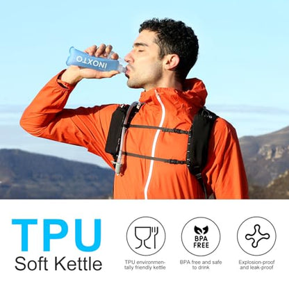 INOXTO Soft Flask,Collapsible Soft Water Bottles for Hydration Vests and Running Packs, Soft Flask Running Bottles for Hiking Cycling(250/500 ml) (2 PCS 250ML) - size: 2 PCS 250ML