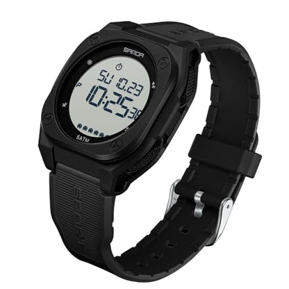 FANMIS Men's Digital Sports Watch Big Face Stopwatch Outdoor Rubber Strap - color: Black White
