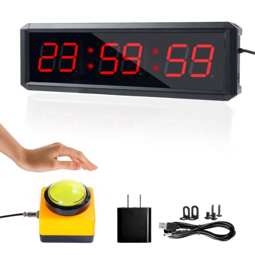 Independent Button Type 1.5-inch Fitness Room Rest Timer, Suitable for Gym Exercise/School/Home Exercise/Boxing Gym/Indoor Rock Climbing (1.5 inch 6-Digit red)